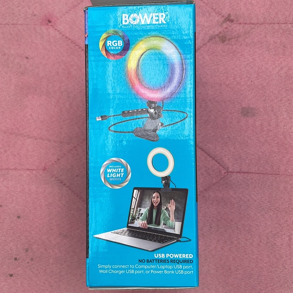 NIB  Bower Live streaming 6” RGB/white ring light Table tripod and clip … - Picture 2 of 6